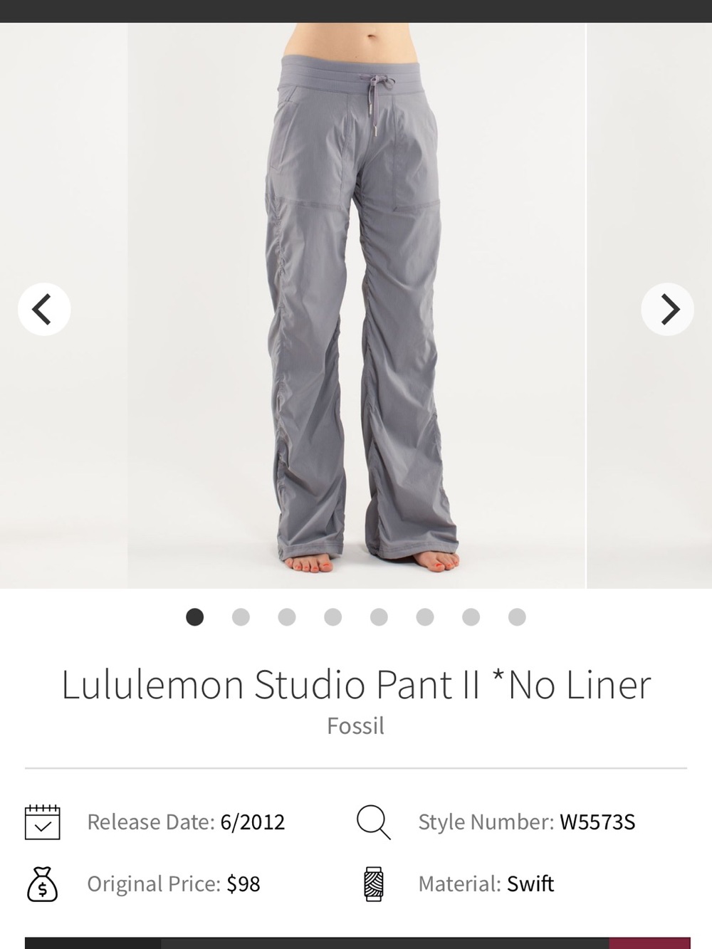Lululemon Studio Pant II in Gray